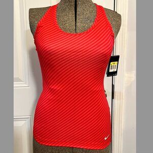 Nike Dry Fit Racerback Size Small Tank with Red and Pink Stripe NWT
